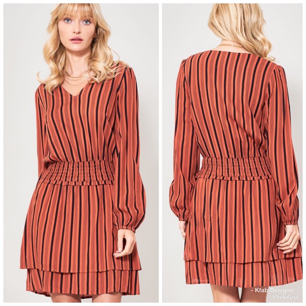 ❤️LAST 1! Striped Layered Smocked Peasant Dress! - Picture 3 of 3
